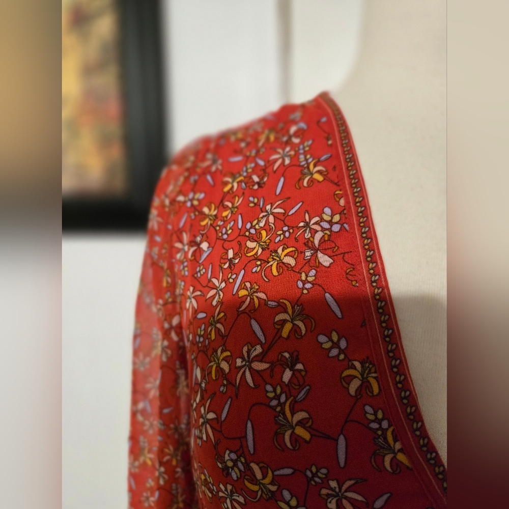 Max Studio Floral Red  Dress. 321 - Picture 5 of 6